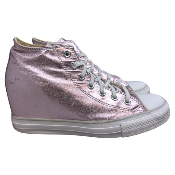 Converse 2017 CTAS Lux Mid Hidden Wedge Metallic Fuschia Pink Sneaker Womens 9.5 - Picture 5 of 11